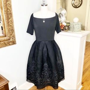 Jessica Howard Black Lace Tulle Cocktail Dress